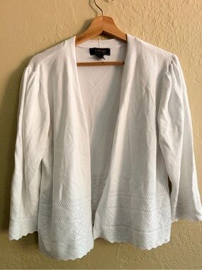 White Open-Front Knit Cardigan